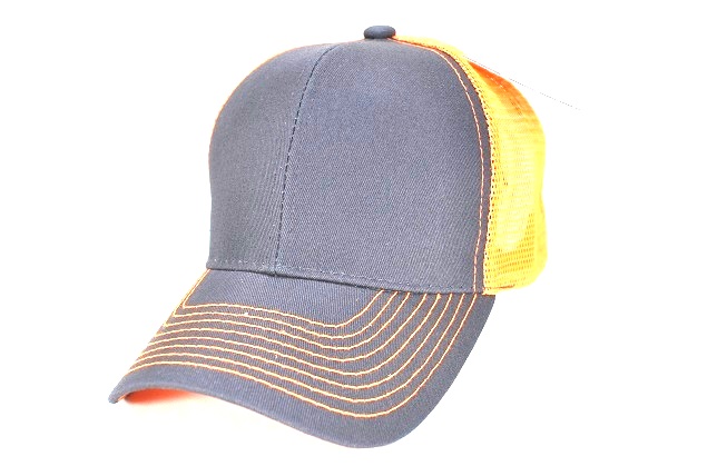 039-COTTON TRUCKER MESH VELCRO - D.GREY/ORANGE